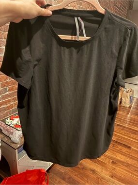Anthropologie Black Faux Suede Short Sleeve Top